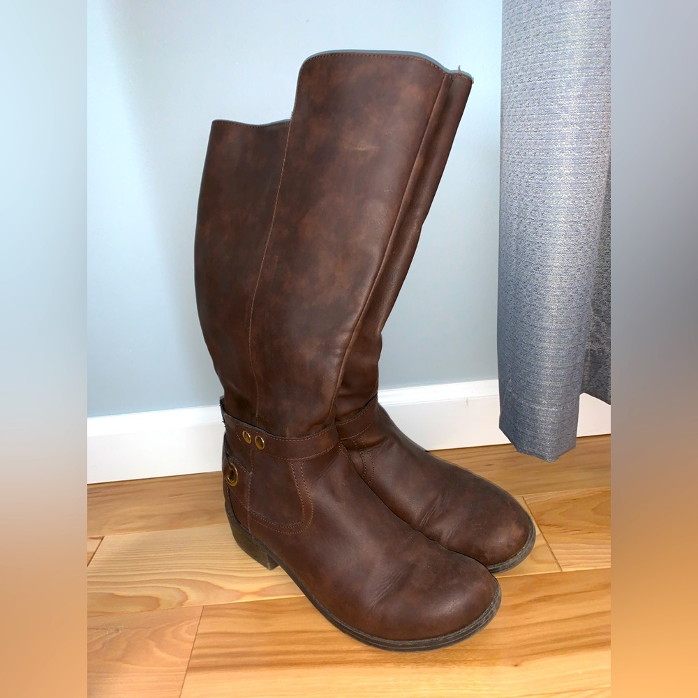 Talk Brown Boots with wide calf size